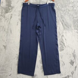 Alfani Intimates Pants Womens M Blue Satin Silky Drawstring Pajama Lounge Casual